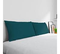 Coppia Federe Max Color 100% cotone, Made in Italy, misura federa 50x80 cm con patella interna, Tinta Unita - PETROLIO