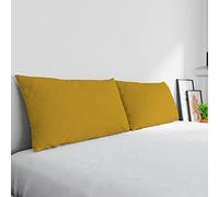 Coppia Federe Max Color 100% cotone, Made in Italy, misura federa 50x80 cm con patella interna, Tinta Unita - SENAPE