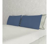 Italian Bed Linen Max Color Coppia di Federe Tinta Unita, 100% Cotone, Avio, 52 x 82 cm