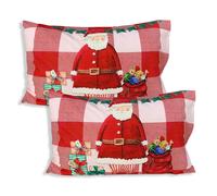 Coppia Federe natalizie stampa addobbi Babbo Natale e doni I love Sleeping 5650