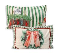 Coppia Federe natalizie stampa addobbi Folletto e doni I love Sleeping 5651