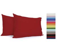 Coppia Federe per Guanciali con 3 Bottoni 100% Cotone Misura cm 50x80 Colore BORDEAUX Made in Italy 57 fili al cm2