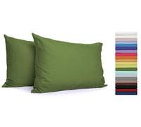 Coppia Federe per Guanciali con 3 Bottoni 100% Cotone Misura cm 50x80 Colore PRATERIA Made in Italy 57 fili al cm2