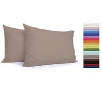 Coppia Federe per Guanciali con 3 Bottoni 100% Cotone Misura cm 50x80 Colore TERRA Made in Italy 57 fili al cm2