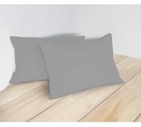 Coppia Federe per Guanciali e Cuscini 50×80 cm in 100% Cotone Premium Tinta Unita - Chiusura a Bottoni, 11 Colori Trend, Set da 2, MON AMI Grigio