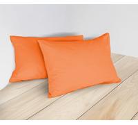 Coppia Federe per Guanciali e Cuscini 50×80 cm in 100% Cotone Premium Tinta Unita - Chiusura a Bottoni, 11 Colori Trend, Set da 2, MON AMI Arancione