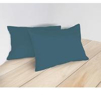 Coppia Federe per Guanciali e Cuscini 50×80 cm in 100% Cotone Premium Tinta Unita - Chiusura a Bottoni, 11 Colori Trend, Set da 2, MON AMI Petrolio