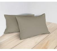 Coppia Federe per Guanciali e Cuscini 50×80 cm in 100% Cotone Premium Tinta Unita - Chiusura a Bottoni, 11 Colori Trend, Set da 2, MON AMI Tortora