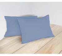 Coppia Federe per Guanciali e Cuscini 50×80 cm in 100% Cotone Premium Tinta Unita - Chiusura a Bottoni, 11 Colori Trend, Set da 2, MON AMI Azzurro
