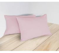 Coppia Federe per Guanciali e Cuscini 50×80 cm in 100% Cotone Premium Tinta Unita - Chiusura a Bottoni, 11 Colori Trend, Set da 2, MON AMI Rosa