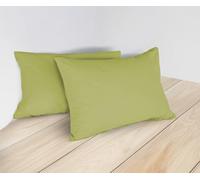 Coppia Federe per Guanciali e Cuscini 50×80 cm in 100% Cotone Premium Tinta Unita - Chiusura a Bottoni, 11 Colori Trend, Set da 2, MON AMI Verde