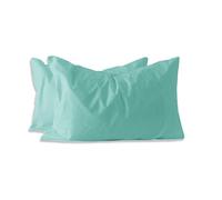 Italian Bed Linen Max Color Coppia di Federe Tinta Unita, 100% Cotone, Avio, 52 x 82 cm