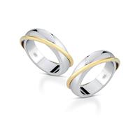 Coppia Fedine in Argento 925 con Filo Oro, Made in Italy - 2 Anelli Classici per Fidanzamento e Promessa d'Amore - Fedi Sottili Eleganti Ipoallergeniche - Idea Regalo Anniversario Donna Uomo