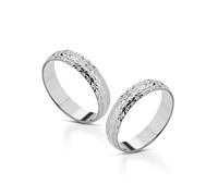Coppia Fedine Personalizzabili in Argento 925 con Incisione Nome e Data - 2 Anelli Fidanzamento Lui e Lei - Fedina Personalizzata Uomo Donna - Disponibili in diverse Trame