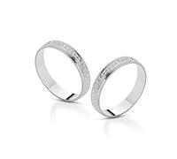 Coppia Fedine Personalizzabili in Argento 925 con Incisione Nome e Data - 2 Anelli Fidanzamento Lui e Lei - Fedina Personalizzata Uomo Donna - Disponibili in diverse Trame
