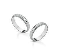 Coppia Fedine Personalizzabili in Argento 925 con Incisione Nome e Data - 2 Anelli Fidanzamento Lui e Lei - Fedina Personalizzata Uomo Donna - Disponibili in diverse Trame