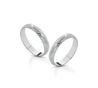Coppia Fedine Personalizzabili in Argento 925 con Incisione Nome e Data - 2 Anelli Fidanzamento Lui e Lei - Fedina Personalizzata Uomo Donna - Disponibili in diverse Trame
