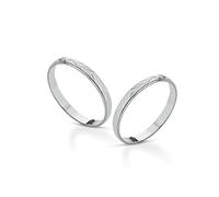 Coppia Fedine Personalizzabili in Argento 925 con Incisione Nome e Data - 2 Anelli Fidanzamento Lui e Lei - Fedina Personalizzata Uomo Donna - Disponibili in diverse Trame