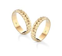 Coppia Fedine Personalizzabili in ORO GIALLO 18 CARATI con Incisione Nome e Data - 2 Anelli Fidanzamento Lui e Lei - Regalo San Valentino, Anniversario - Fedina Personalizzata Uomo Donna