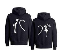 Coppia Felpa con Cappuccio King Queen Felpe Uomo e Donna Re Regina Pullover Cuore Couple Hoodies Couple Sweatshirt Coppia Regalo per Fidanzati Nero Bianco Grigio 1PC