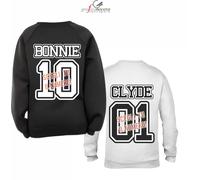 Coppia Felpe BONNIE e CLYDE king queen amore numero idea regalo fidanzati