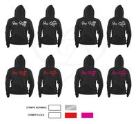 COPPIA FELPE CAPPUCCIO HIS KING HER QUEEN UOMO DONNA AMORE SWEATER NERE OFFERTA