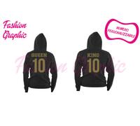 COPPIA FELPE CAPPUCCIO KING QUEEN UOMO DONNA REGALO NATALE AMORE SWEATER