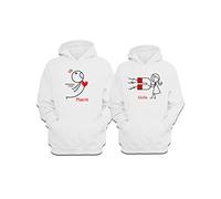 Coppia Felpe Cappuccio SanValentino Personalizzabili - Per me sei una Calamità [ PERSONALIZZA NOMI] - Abbigliamento Coppia - Amore - Felpe Lui Lei - Innamorati - Idee Regalo