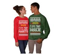 Coppia Felpe Girocollo Lui e lei Natale Natalizie 2025 Merry Christmas Il Primo Natale con Il Mio/la mia Fantastico/a Marito/Moglie - Idea Regalo Natale
