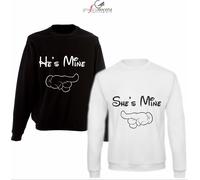 Coppia Felpe HE / SHE'S MINE KING e QUEEN fidanzati amore idea regalo ricorrenza