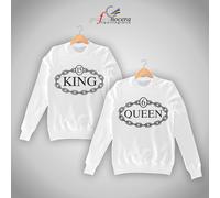 Coppia Felpe KING e QUEEN personalizzate con il numero idea regalo amore