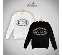 Coppia Felpe KING e QUEEN personalizzate con il numero idea regalo amore