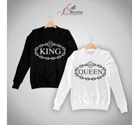 Coppia Felpe KING e QUEEN personalizzate con il numero idea regalo amore