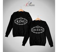 Coppia Felpe KING e QUEEN personalizzate con il numero idea regalo amore