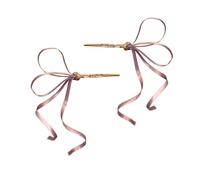 Coppia forcine decorative per capelli da donna, Purple | Ornamento laterale con nodo a nastro con fluenti, accento sottile in metallo, set da 2