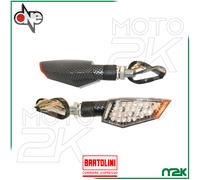COPPIA FRECCE INDICATORI DIREZIONE MOTO CARBON LOOK CARBONIO LED OMOLOGATE NERE