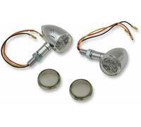 Coppia frecce LED cromate mini deuce bullet vetro rotondo bianco fumè 5/16-24