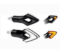Coppia Frecce Led Moto Scooter 12V Omologate E Luce Arancio Lente Bianca Tuning