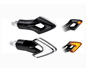 Coppia Frecce Led Moto Scooter 12V Omologate E Luce Arancio Lente Bianca Tuning
