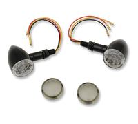 Coppia frecce LED nere mini deuce bullet vetro rotondo bianco fumè 5/16-24