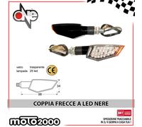 COPPIA FRECCE NERE CON VETRO LAMPADA TRASPARENTE A LED OMOLOGATE UNIVERSALE