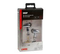 Coppia di frecce indicatori direzione a Led moto in metallo Drop - Cromo