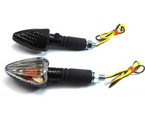 Coppia Frecce universali con lampadina e cassa in Carbon look Biondi