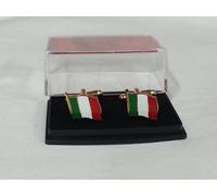 COPPIA GEMELLI METALLO ITALIA BANDIERA REPUBBLICA ITALIANA DA CAMICIA TRICOLORE