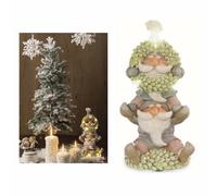 COPPIA GNOMI DI BABBO NATALE CON CORONA E LUCI A LED MUSICA DECORO IDEA REGALO