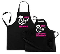 Coppia Grembiuli Cucina Personalizzabili Divertenti Mamma Figlia Festa della Mamma Chef & Aiutante Idea Regalo Mamma