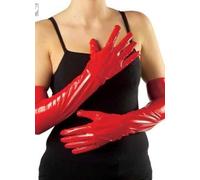 COPPIA GUANTI LUNGHI VERNICIATI VINILE PVC LINGERIE SEXY GUANTI ROSSI ECONOMI...