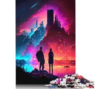 Coppia guarda la città bruciare 1000 puzzle per adulti Relax Challenge Puzzle difficili per bambini dai 12 anni in su 1000 pezzi (75x50 cm)