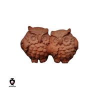 Coppia gufetti abbracciati portafortuna in terracotta animali da esterno interno