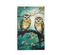 Coppia gufo pesce persico albero bandiera verticale doppia faccia da giardino esterno bandiera casa cortile divertente festa banner segno decorazione casa giardino bandiere per parete poster